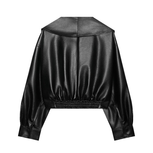 Sovereign Cropped Faux Leather Wrap Jacket