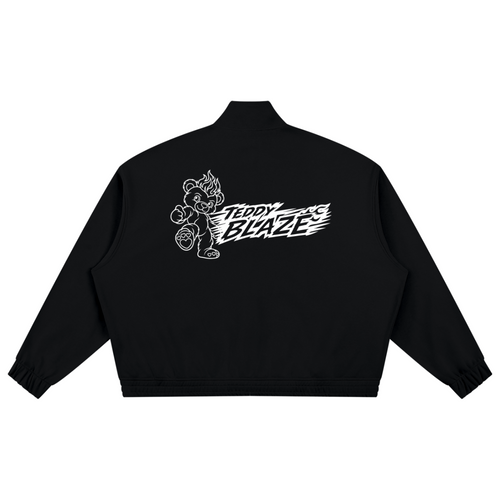 Elevate your outerwear rotation with the House of Teddy Blaze Afro Yorker Striped Sleeve Box Cut Pankou Jacket. Black 350 gsm heavyweight jacket, Pankou knot buttons, athletic sleeve stripes, Afro Yorker chest embroidery, and NYC Statue of Liberty back emblem. Shop NYC to Vegas style.