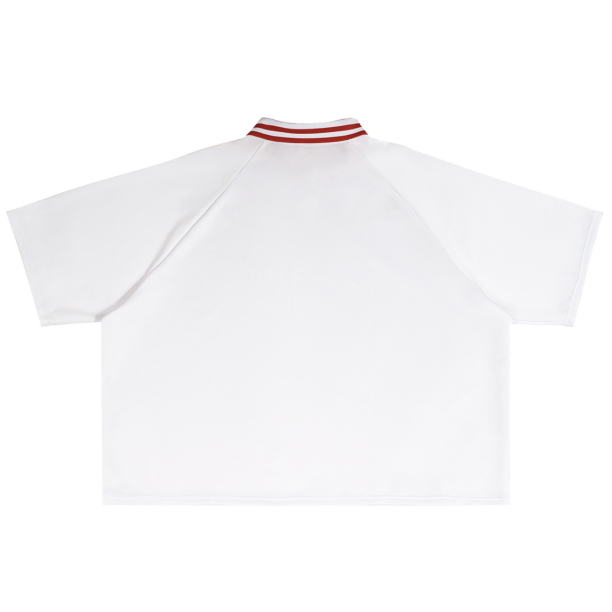 Shop the Signature Mr. Blaze Contrast Lapel Collar Boxy Short Sports Polo by Teddy Blaze. 240 GSM white stretch jersey polo with mascot art from TEDDY FORE!.