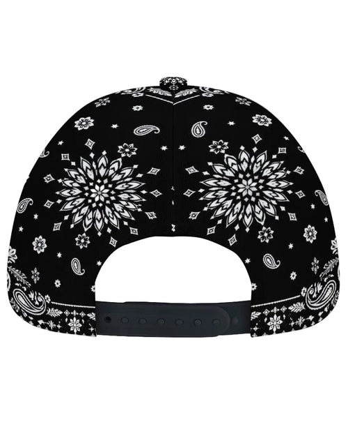 Teddy Blaze Signature Bandana Baseball Cap | Black & White Paisley Graffiti Snapback Hat