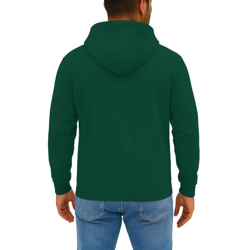 Shop the Cachet On the Greens Quarter-Zip Hooded Jumper by Teddy Blaze. Forest green 190g/m² fleece hoodie featuring a gold zip placket and TB monogram.