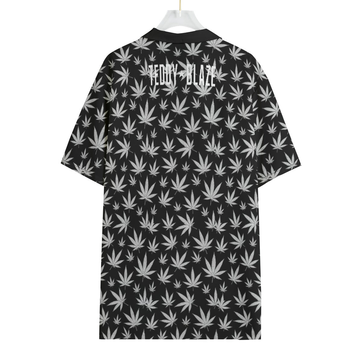 Shop the Midnight Kush Camp Shirt by Teddy Blaze. 120 GSM featherlight botanical kush leaf resort button-down with white back logo from WHAT'S ON TOP.