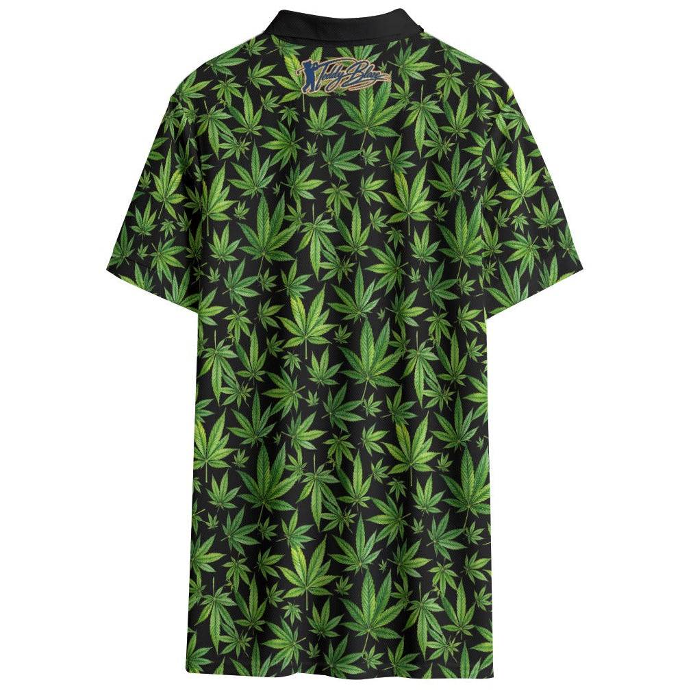 Shop the Canna Leaf Performance Golf Polo by Teddy Blaze. Breathable birdseye knit fabric, sharp botanical print, and an athletic fit built for the course.