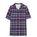 Shop the Blazeberry Wraps Camp Shirt by Teddy Blaze. 120 GSM featherlight berry plaid resort button-down with graphic wraps pack back art from WHAT'S ON TOP.