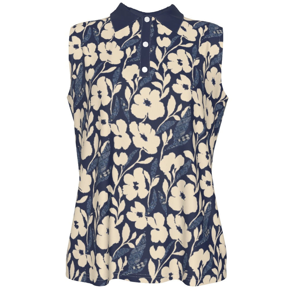 Shop the Adire Florale Sleeveless Golf Polo by Teddy Blaze. Lightweight 145g/m² performance fabric with a contrast collar and botanical Adire-inspired print.