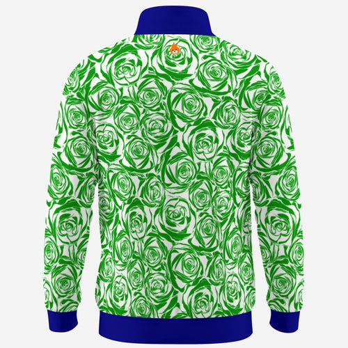 Shop the Iron + Ivy Emerald Rose Contrast Trim Quarter Zip by Teddy Blaze. Performance 230 GSM stretch quarter-zip pullover in an emerald green rose motif with royal blue trim.