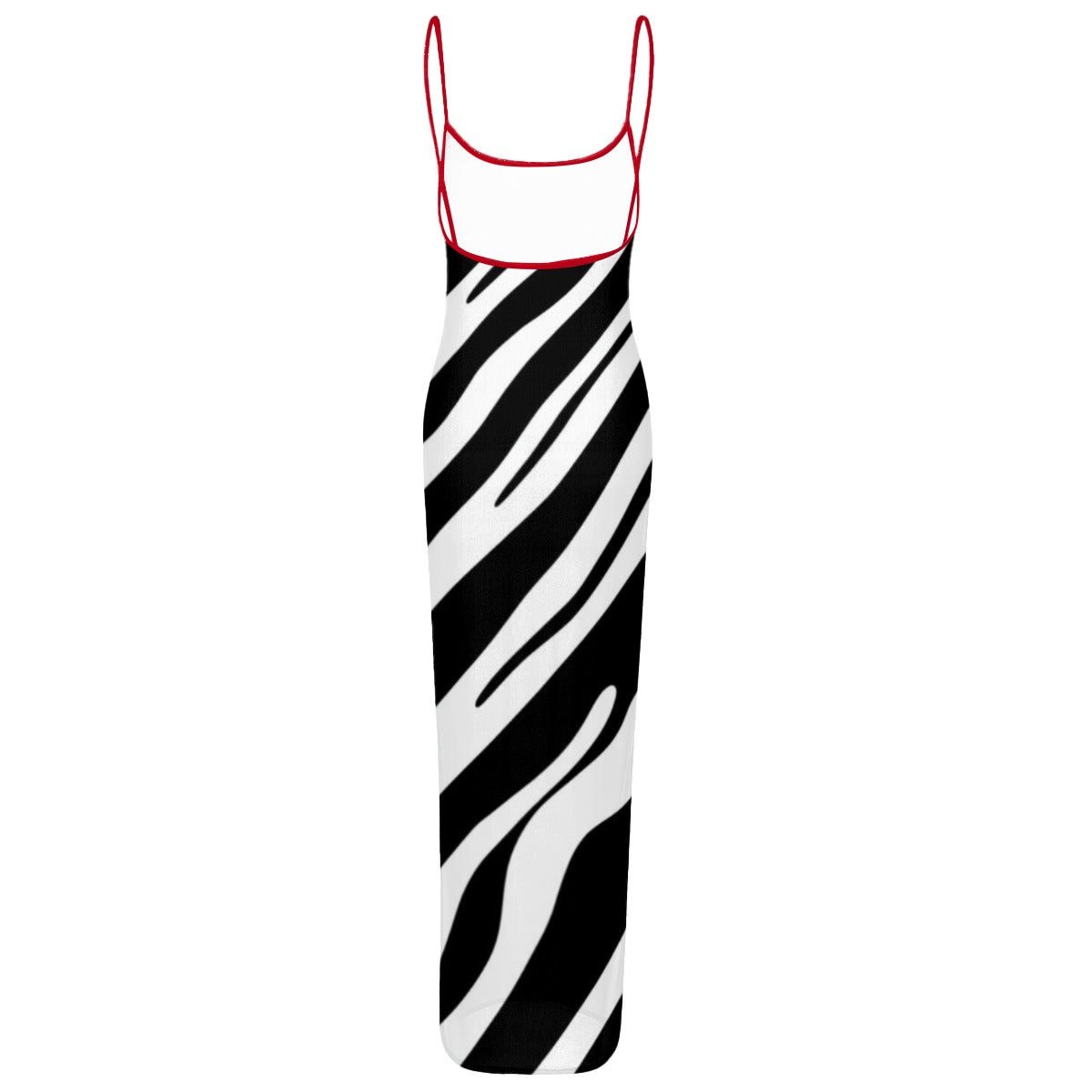Zebra Print Mesh Backless Cami Midi Dress (ANI032)