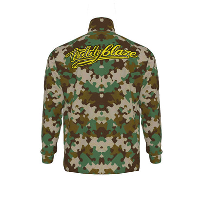 Camo Jigsaw Print Stand Collar Jacket (CAMO1)