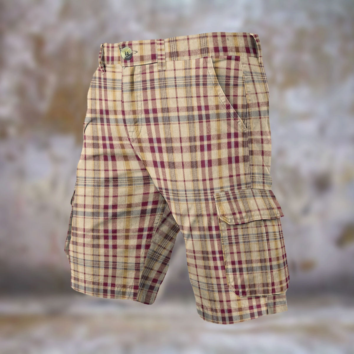 Cognac Rosé Check Cargo Shorts | BLK IVY MEN