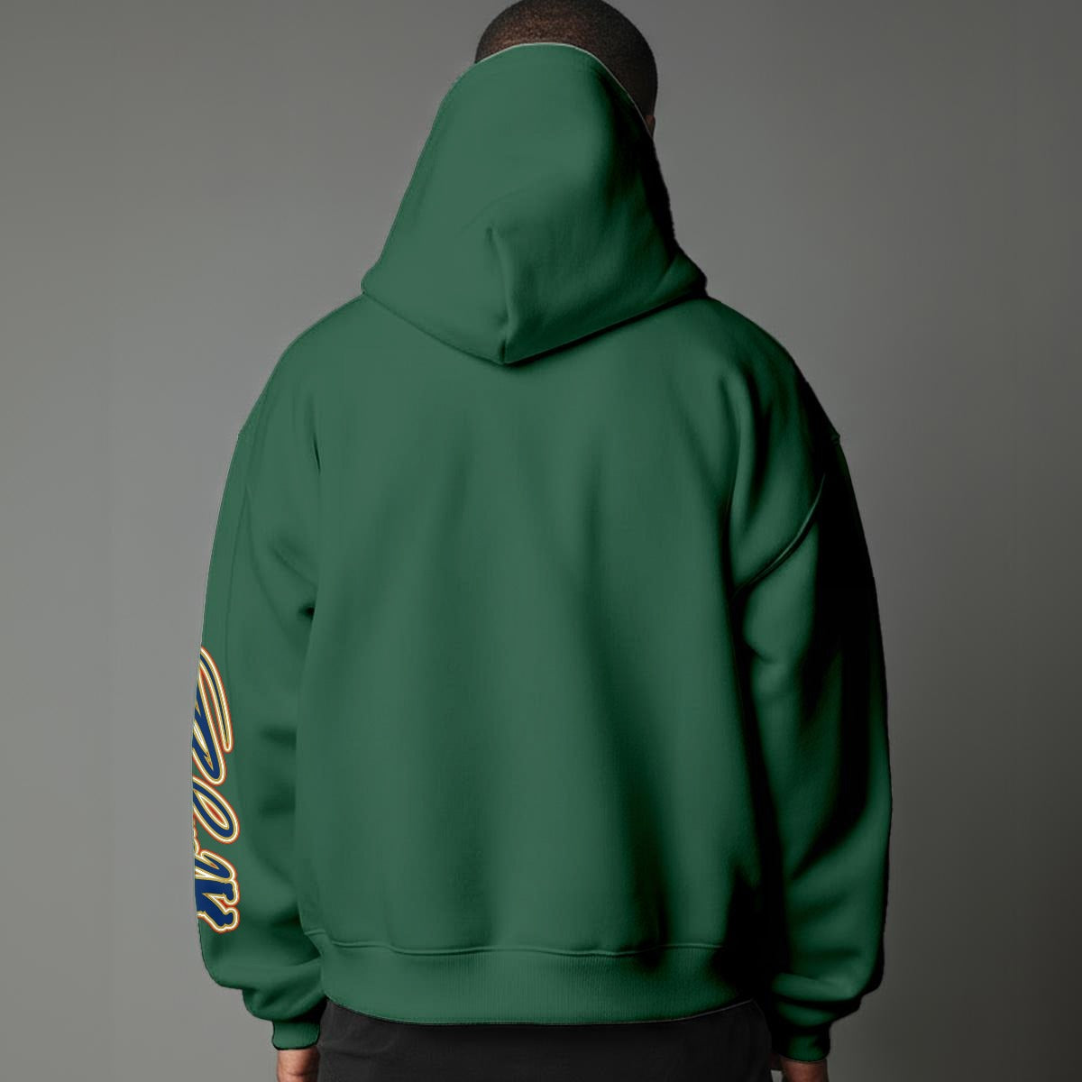 Shop the Signature Cachet On the Greens Fleece Hooded Jumper by Teddy Blaze. Forest green 190g/m² fleece pullover featuring gold TB chest and sleeve graphics.
