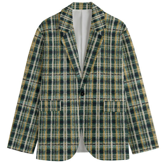 A bold J’Ouvert blazer crafted in structured Dandy Duck Cloth, blending Naija-inspired checkwork, crisp tailoring, and expressive resort style