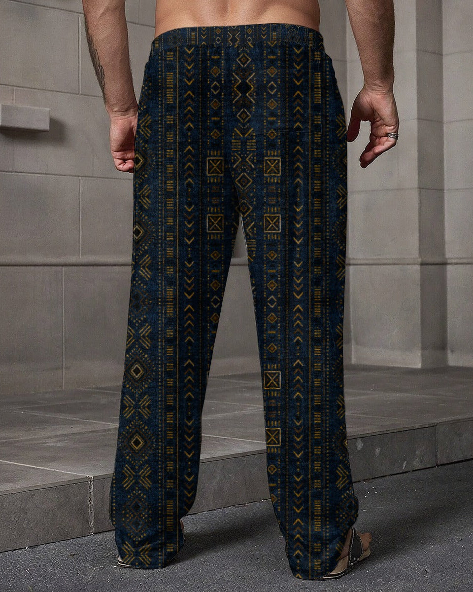Shop the Mud of Indigo Lounge Pants | THE IVY MAN. Engineered performance slub polyester lounge pants featuring the unique 'Mud of Indigo' pattern.