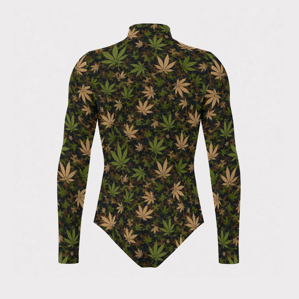 Canna Camo Mesh Long Sleeve Turtleneck Bodysuit | DANNABIS
