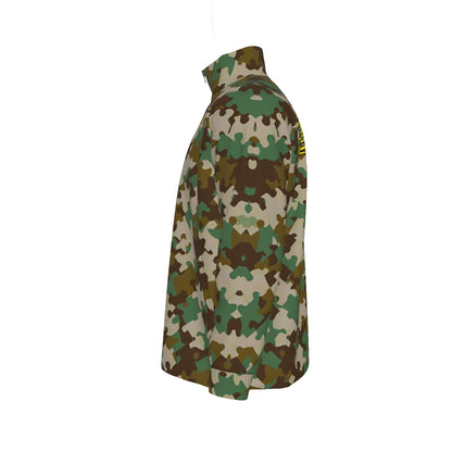 Camo Jigsaw Print Stand Collar Jacket (CAMO1)