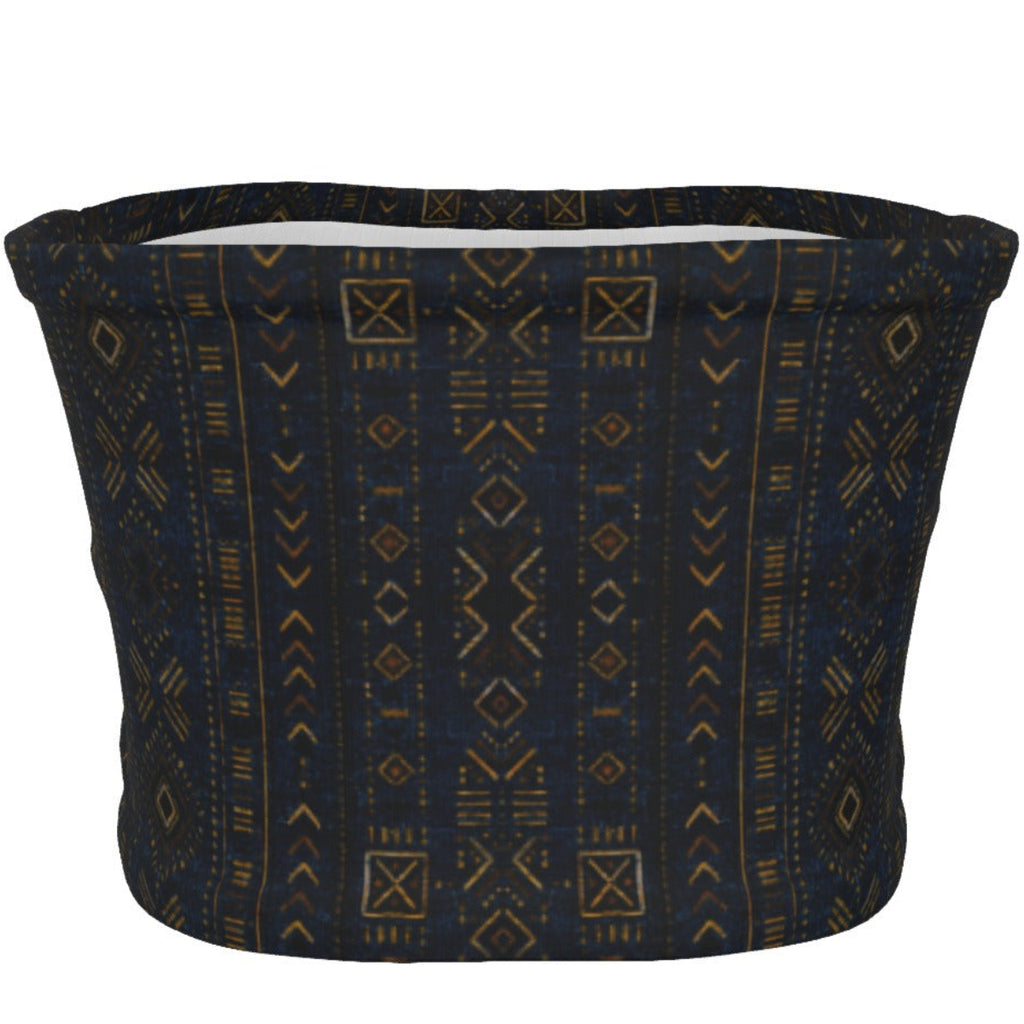 Shop the Teddy Blaze Mud of Indigo™ Tube Top, a stretch strapless crop top featuring deep indigo and earthen-gold African-inspired patternwork.