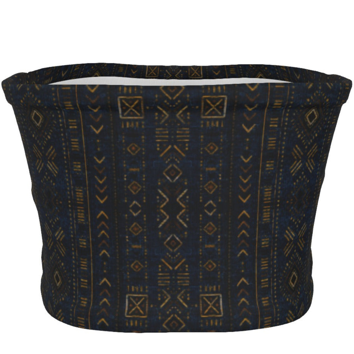 Shop the Teddy Blaze Mud of Indigo™ Tube Top, a stretch strapless crop top featuring deep indigo and earthen-gold African-inspired patternwork.