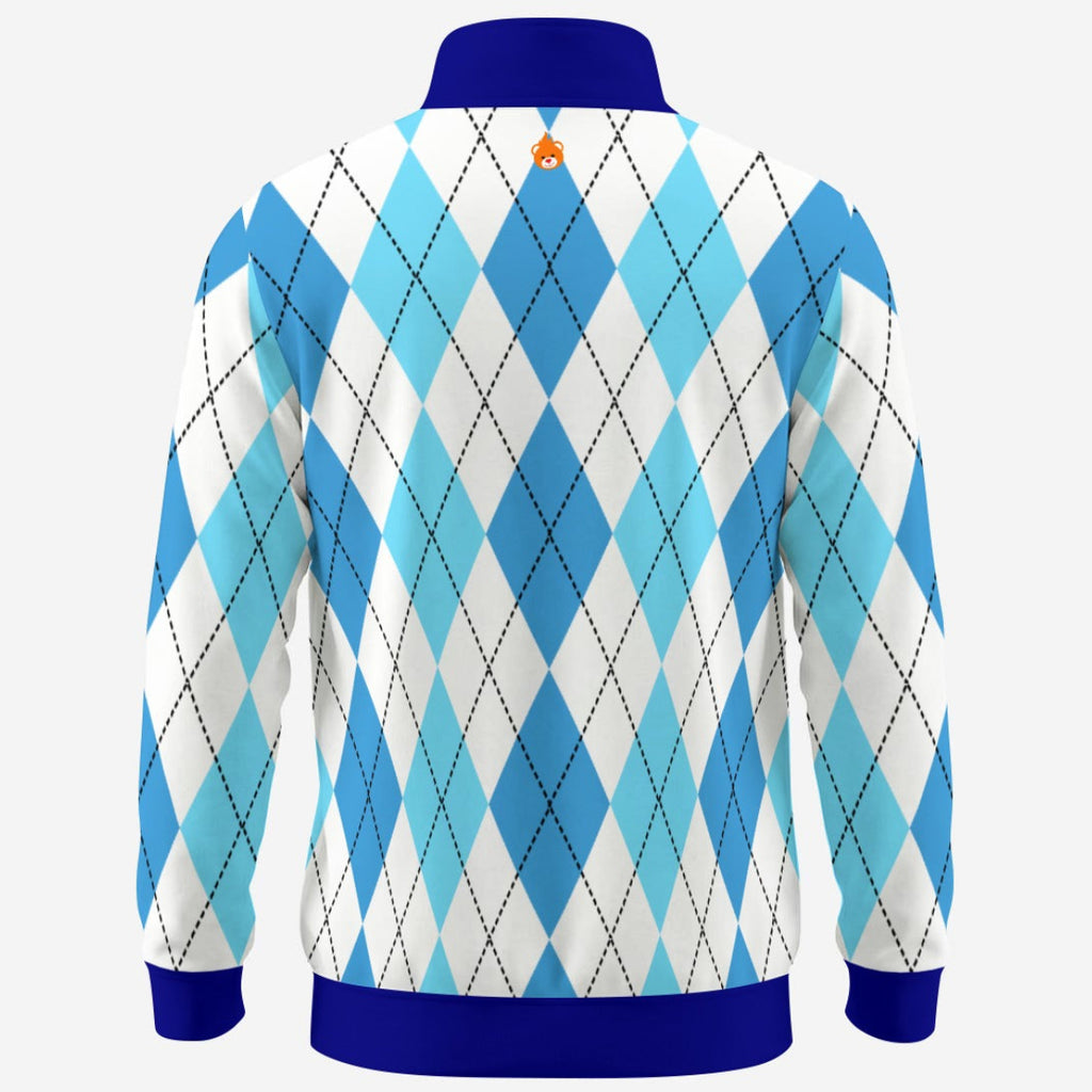 Shop the Iron + Ivy Astoria Argyle Contrast Trim Quarter Zip by Teddy Blaze. Performance 230 GSM stretch quarter-zip pullover in sky blue and white argyle with royal blue trim.