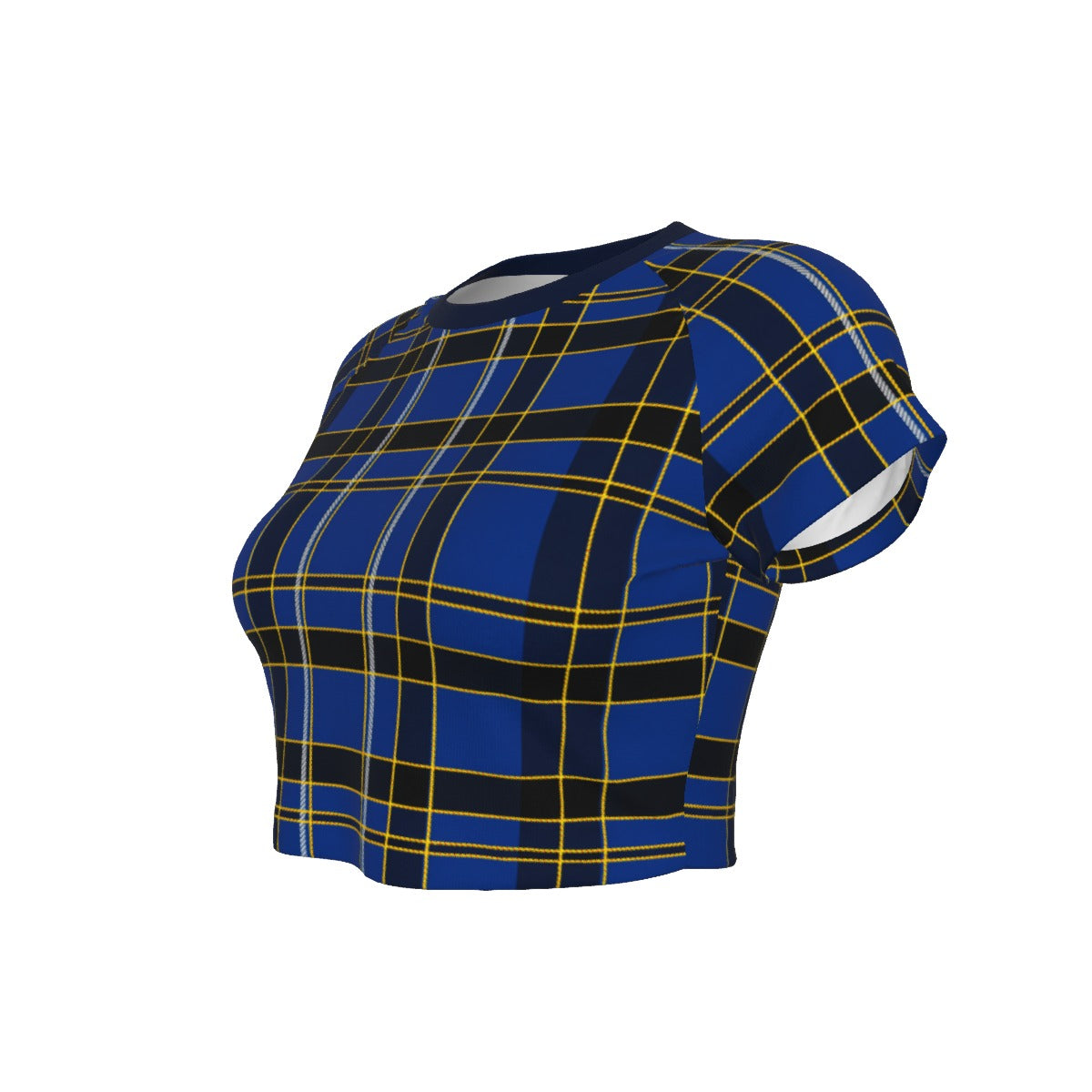 Plaid Raglan Short Sleeve Crop Top (PLD1)