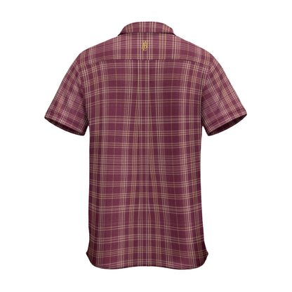Bordeaux Plaid Resort Weave Camp Shirt | BLK IVY MEN