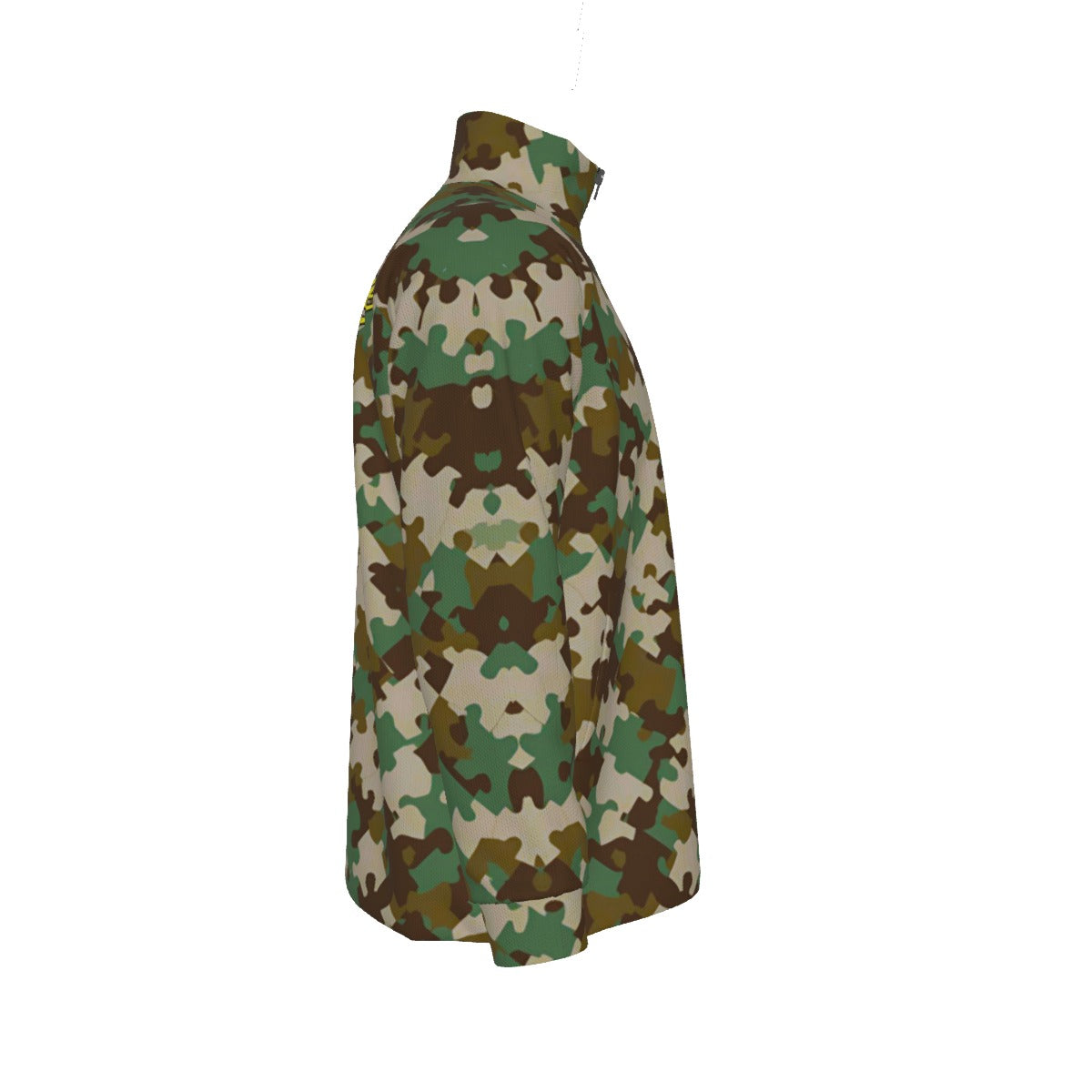 Camo Jigsaw Print Stand Collar Jacket (CAMO1)
