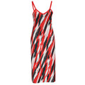 Red Raven dress, red black slip dress, feather print cami dress, bodycon slit dress, Ella Adire resortwear, luxury resort midi dress, Black owned fashion brand, side slit midi dress, social club eveningwear, Lake Las Vegas resort style
