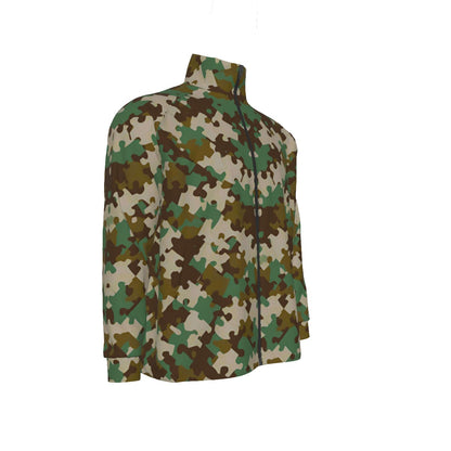 Camo Jigsaw Print Stand Collar Jacket (CAMO1)