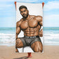Men of Blaze MOB Collection presents Ramon Beach Towel, polyester statement beach essential featuring editorial physique artwork and Teddy Blaze design energy.