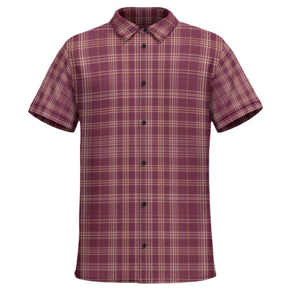 Elevate warm-weather dressing with the Bordeaux Plaid Resort Weave Camp Shirt from BLK IVY MEN, featuring rich heritage plaid, breathable Resort Weave texture, and refined Black Ivy sophistication.