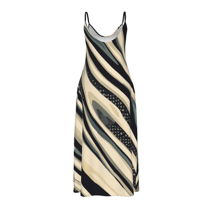 Gilded Safari Flow — Coastal Dune Sling Dress w/ Pockets