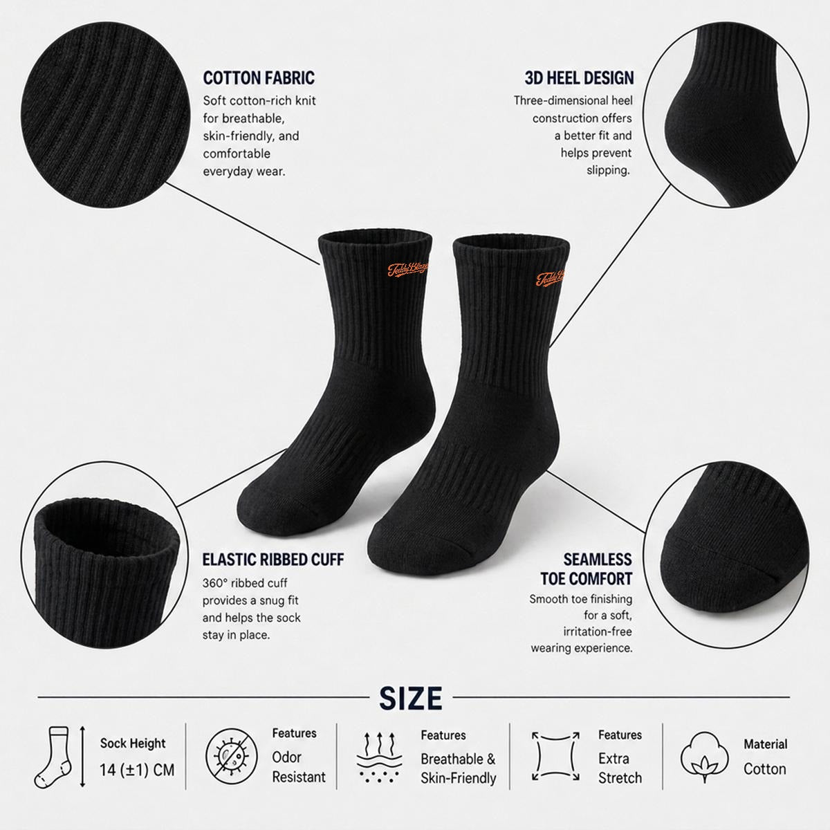 Embroidered Signature Cotton Quarter Socks | DELANCEY