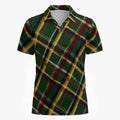 Shop the Highland Tartan V-Neck Mesh Golf Polo by Teddy Blaze. Breathable 200g/m² polyester mesh polo featuring a rich bias-cut tartan plaid and buttonless notch collar.