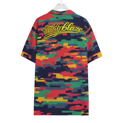 Camo Print Short Sleeve Button Down Shirt (CAMO14)