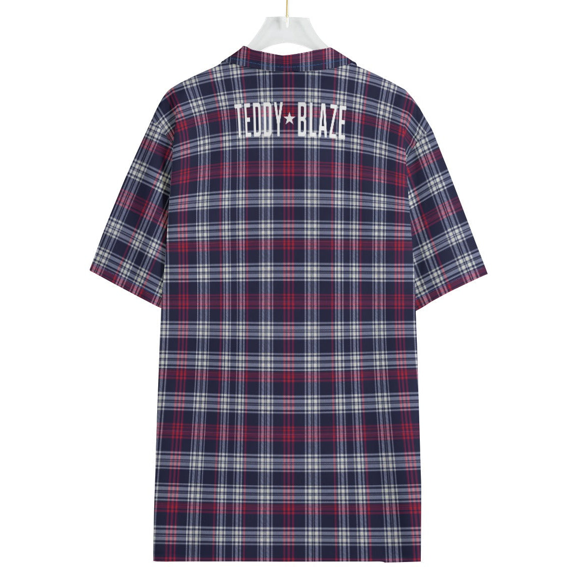 Shop the Blazeberry Plaid Camp Shirt by Teddy Blaze. 120 GSM featherlight berry and navy plaid short-sleeve resort button-down from WHAT'S ON TOP.