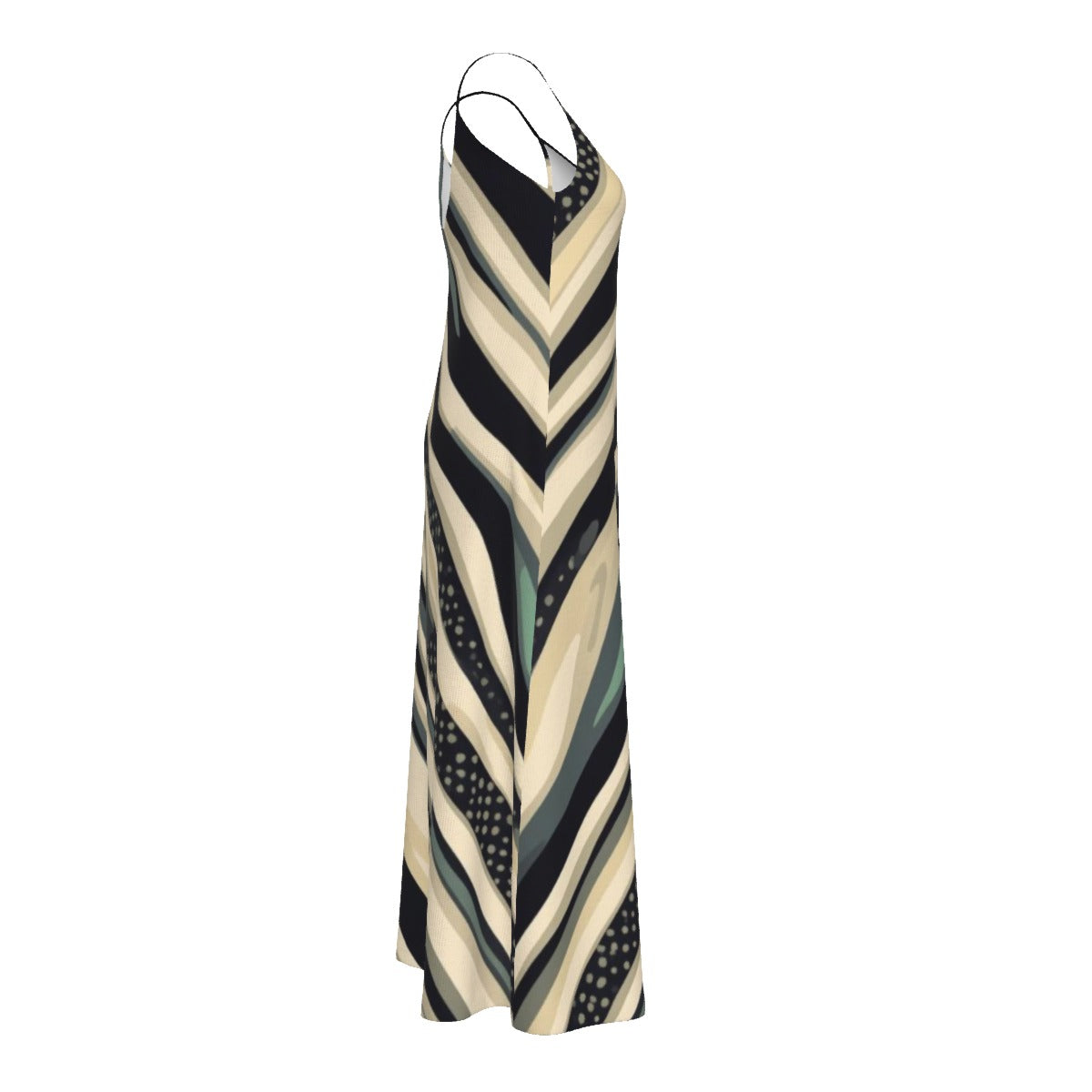 Gilded Safari Flow — Coastal Dune Sling Dress w/ Pockets