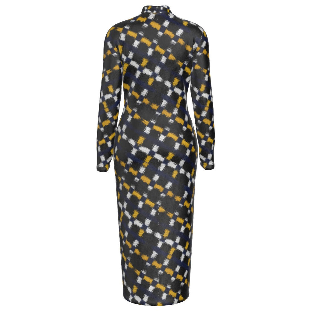 ADSShop the Highland Noir Reversible Turtleneck Zip Dress by Teddy Blaze. Heavyweight 210g/m² stretch bodycon midi dress with a full zipper and reversible styling.-ZIPLCDS-PHMM2-FFFFFF