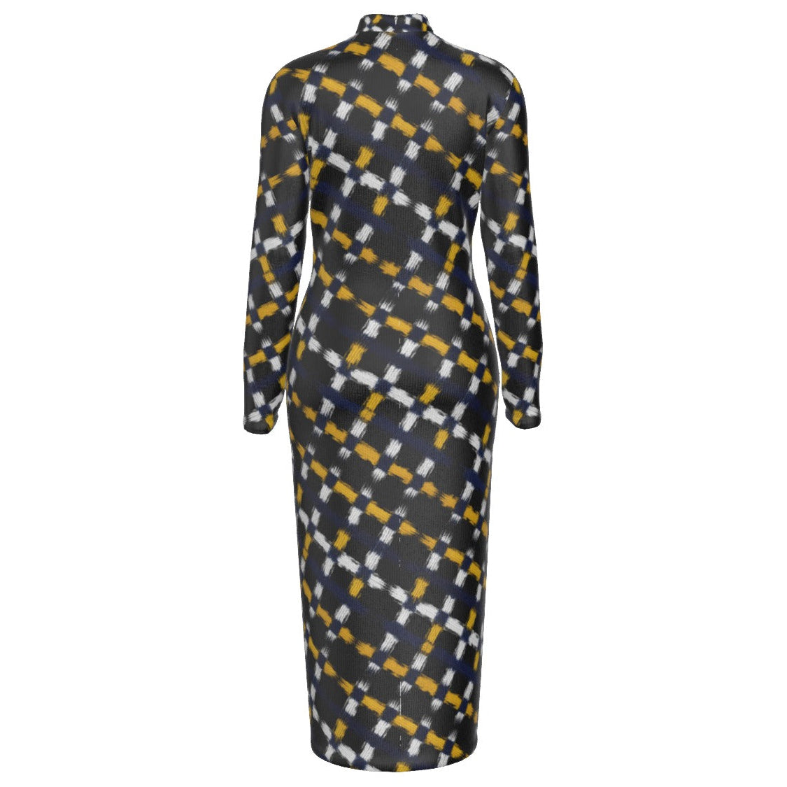 ADSShop the Highland Noir Reversible Turtleneck Zip Dress by Teddy Blaze. Heavyweight 210g/m² stretch bodycon midi dress with a full zipper and reversible styling.-ZIPLCDS-PHMM2-FFFFFF