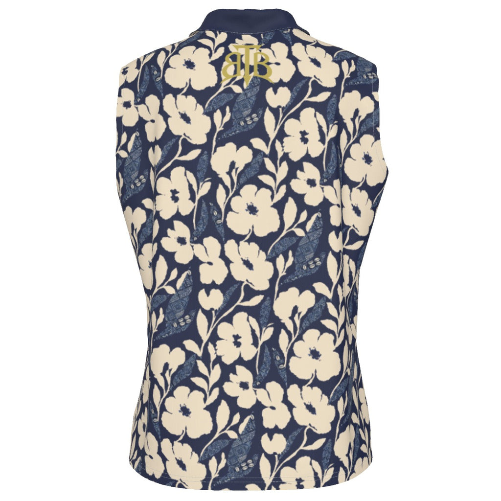 Shop the Adire Florale Sleeveless Golf Polo by Teddy Blaze. Lightweight 145g/m² performance fabric with a contrast collar and botanical Adire-inspired print.