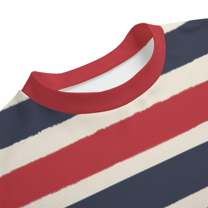 Gilded Regatta Stripe — Harbor Redline Drop Shoulder T-Shirt