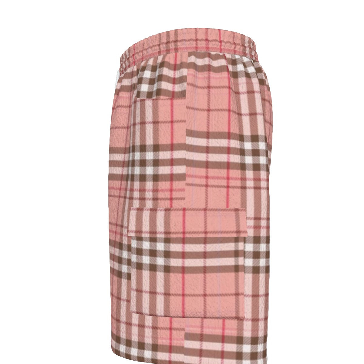 Gilded Brownstone Check — Uptown Blush Drawstring Cargo Shorts