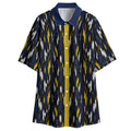Shop the Highland Crest Short Sleeve Button-Down Shirt by Teddy Blaze. Lightweight 120g/m² resort shirt featuring a solid navy spread collar and gold placket trim.