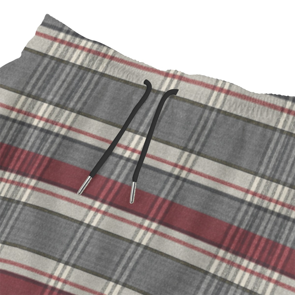 Gilded Brownstone Plaid — Burgundy Stripe Beach Short