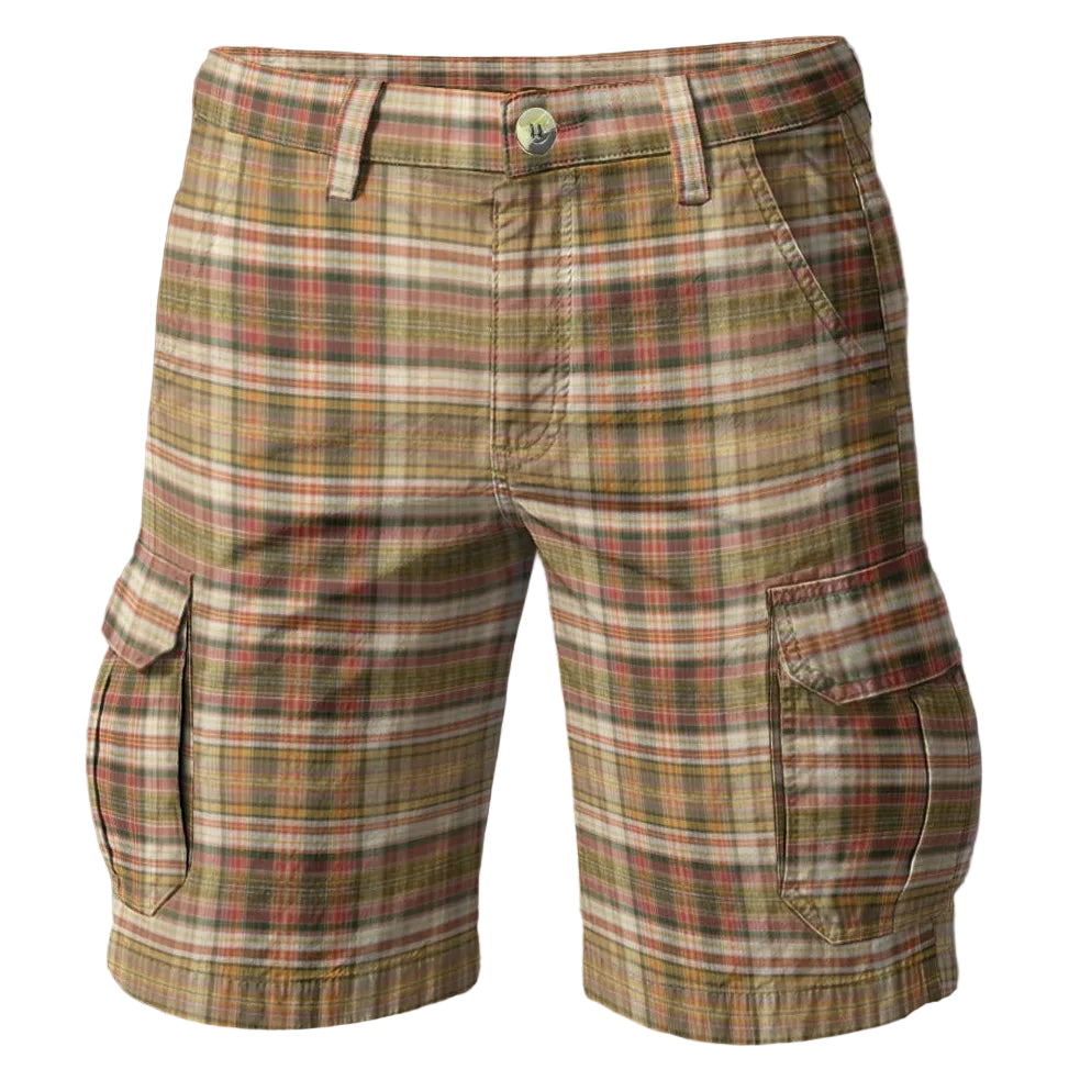 Bring Caribbean energy to warm-weather dressing with the Rum Punch Plaid Cargo Shorts from J’OUVERT MEN, featuring vibrant plaid, breathable comfort, and relaxed island-ready style.