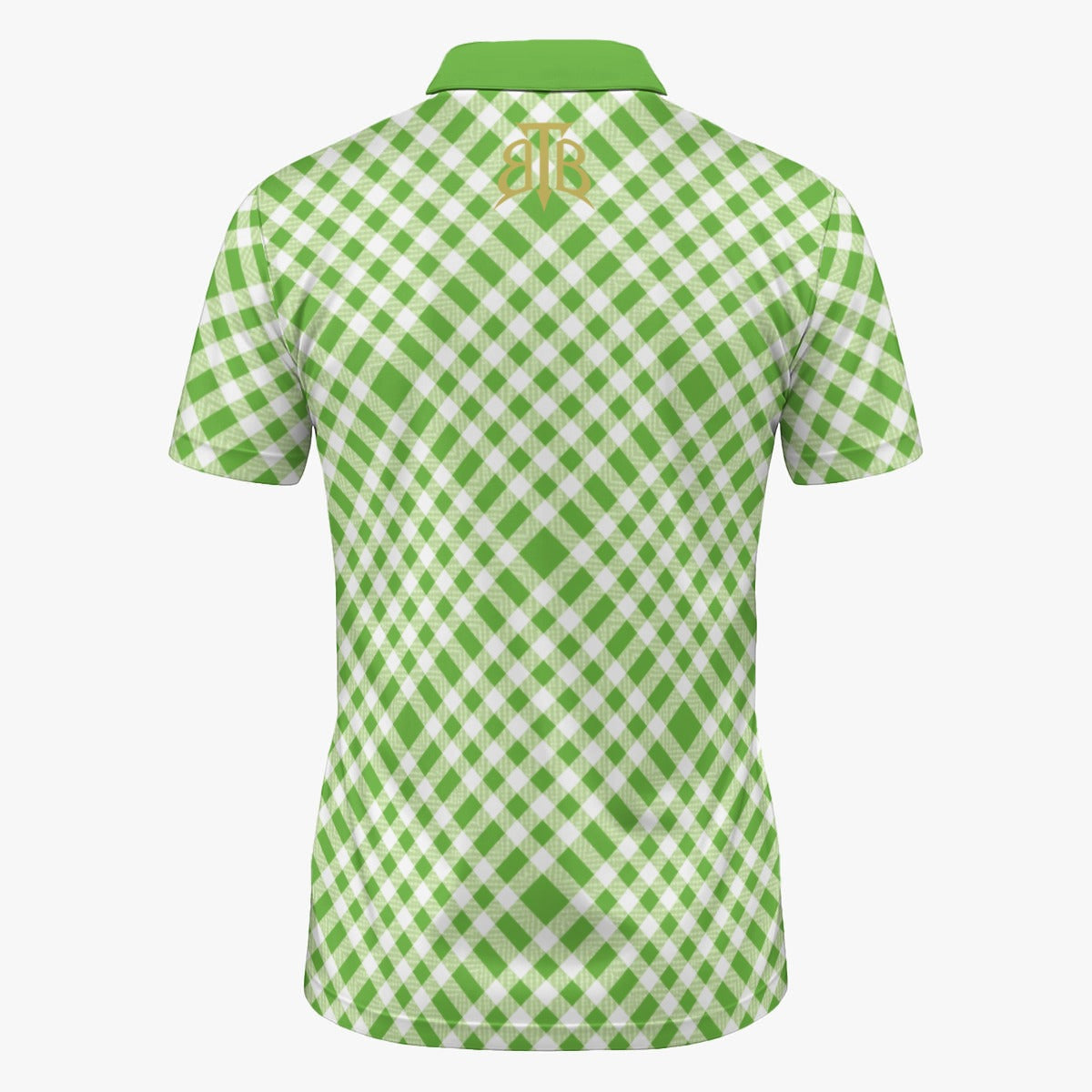 Shop the Gingham Green Polo by Teddy Blaze. 200 GSM Birdseye performance poly polo featuring a green gingham check print with yellow placket from The Mature Mocha Collection.
