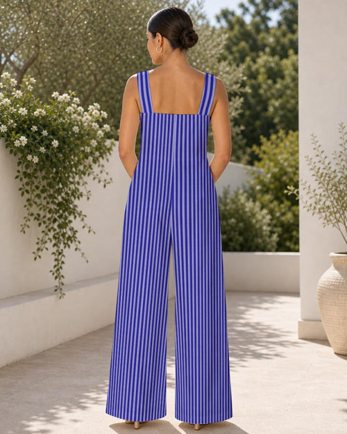 Shop the Seersucker Print Overalls by Teddy Blaze. Wrinkle-resistant linen-textured wide-leg jumpsuit featuring vertical stripes from THE IVY WOMAN.
