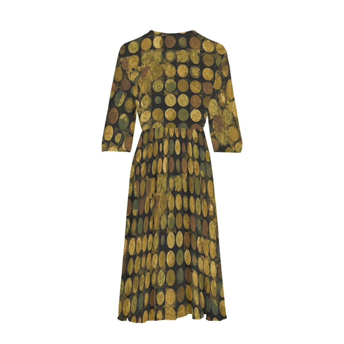 Camo Polka Dot V-Neck Half Sleeve Midi Dress (CAMO13)