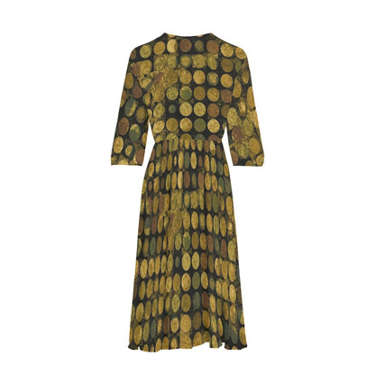 Camo Polka Dot V-Neck Half Sleeve Midi Dress (CAMO13)