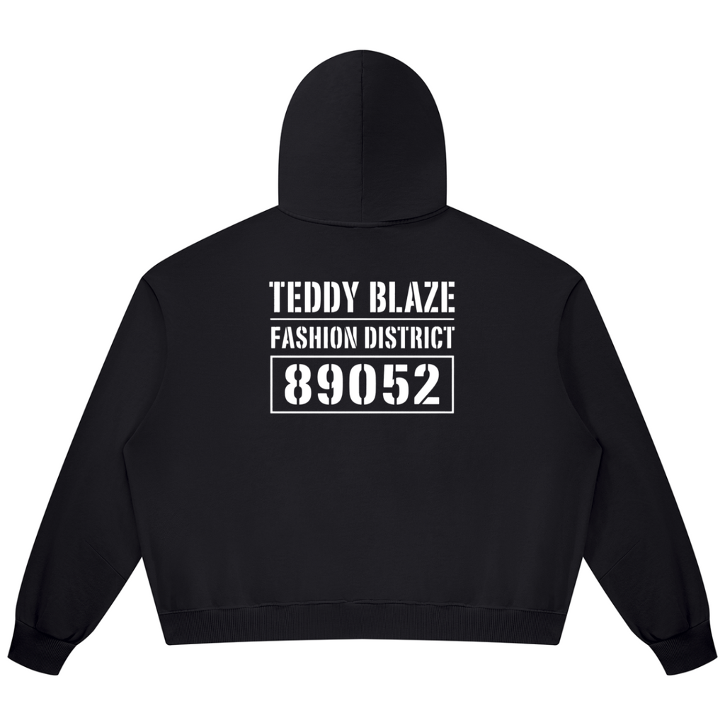 Shop the Signature Cotton Vintage Wash Boxy Zip Hoodie by Teddy Blaze. 360 GSM washed black heavy cotton zip hoodie reflecting stealth wealth and quiet luxury from the COVERUPS line of The Mature Mocha Collection.