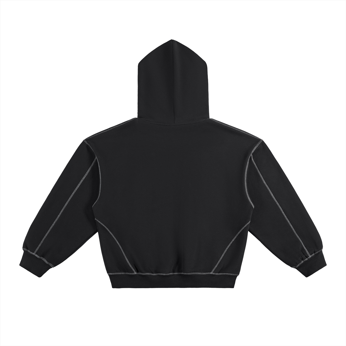 Signatue Contrast-Stitched Boxy Fleece Hooded Jumper