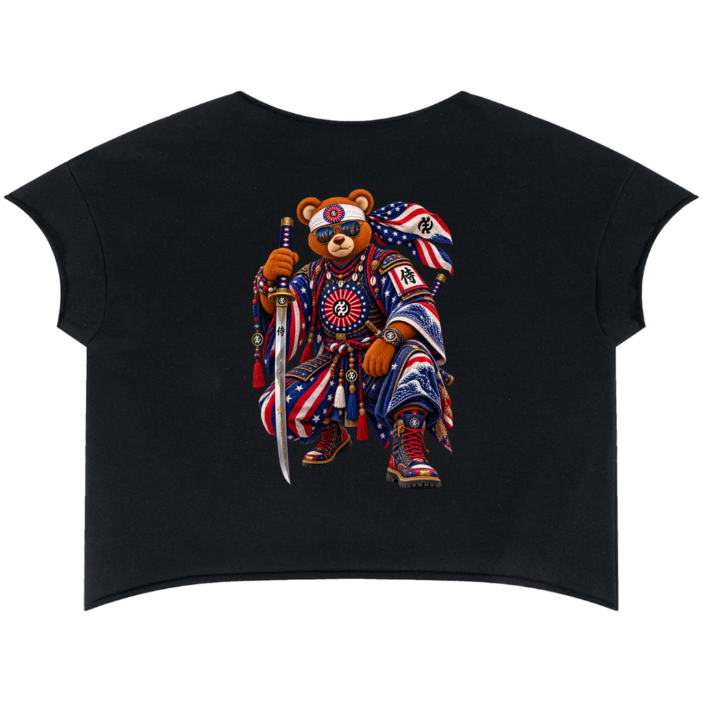 Shop the Teddy Blaze Rising Heavyweight Boxy Dolman Tee, featuring raw-edge details, a Gye Nyame emblem and Teddy Blaze Samurai back graphic.