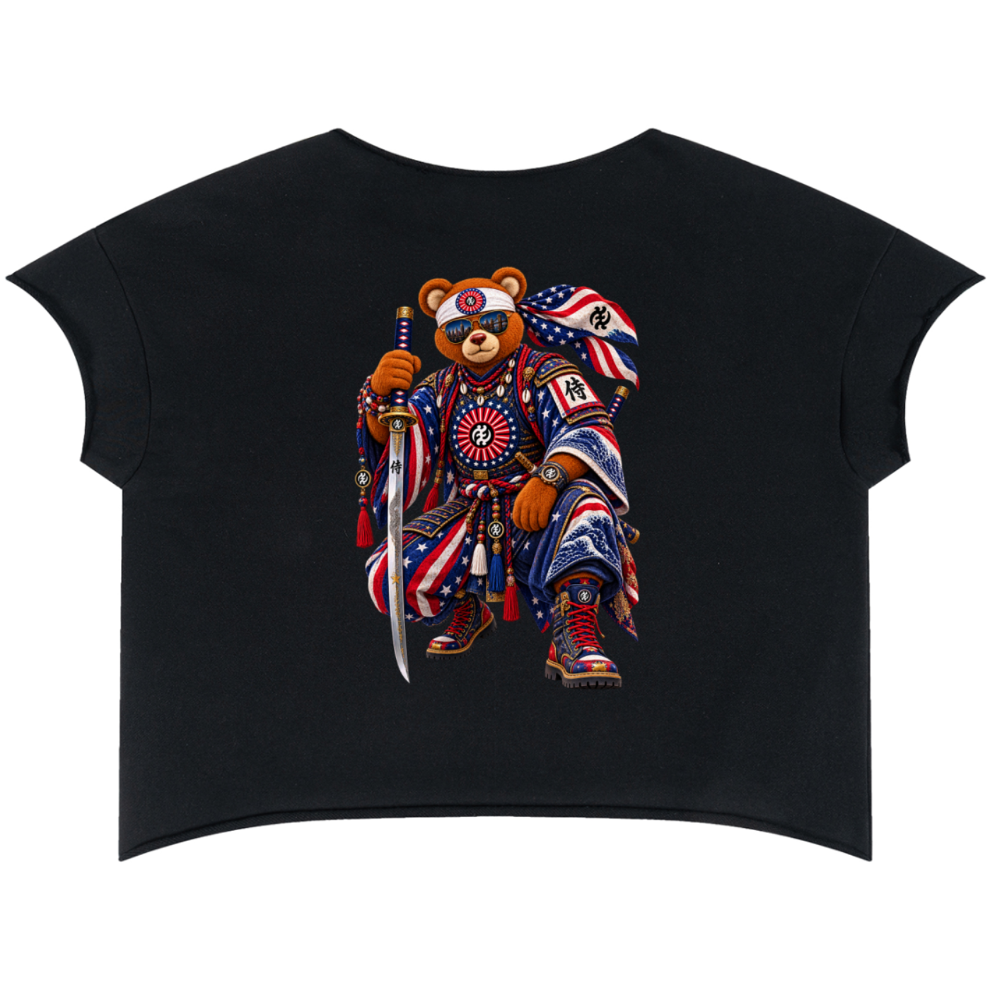 Shop the Teddy Blaze Rising Heavyweight Boxy Dolman Tee, featuring raw-edge details, a Gye Nyame emblem and Teddy Blaze Samurai back graphic.